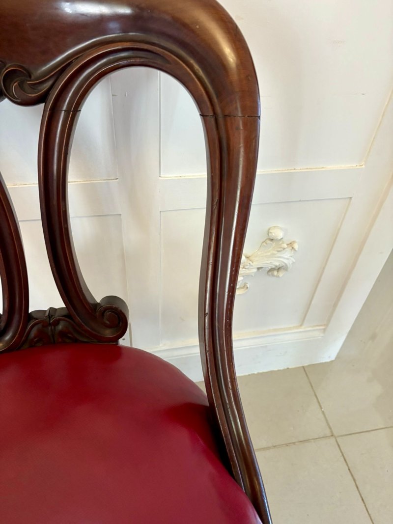 Set of Six Antique Victorian Superb Quality Carved Mahogany Library/Dining Chairs - Image 9